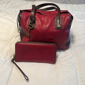 Fossil Sydney Satchel 1 Adjustable & Detachable Shoulder Strap, 2 Handles.